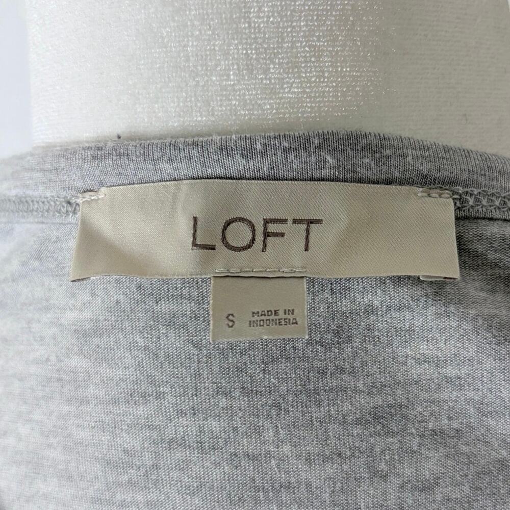Loft Women’s Tunic Top S Gray Long Sleeve Scoop Neck Dropped Shoulder T-Shirt - Picture 6 of 7